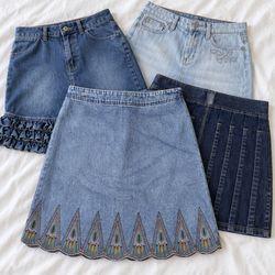 Y2K Denim Midi Skirts