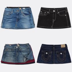 CR12859 Upcycled Ture Religion Mini Denim Skirts