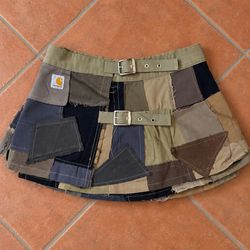 REP-005 Upcycled Carhartt Patchwork Mini Skirt