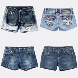 1177 Miss Me Rock Revival Denim Shorts
