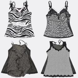 Y2k Printed Lace Trim Camisoles RE-3856