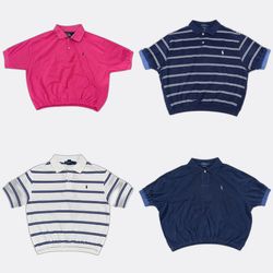CR13038 upcycled polo Crop T shirts