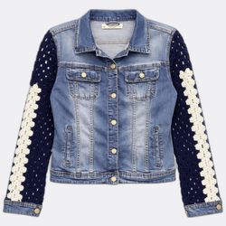 Upcycle Crochet Sleeve Denim Jacket (Dv-10-89)