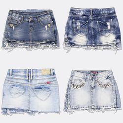 Y2k Denim Mini Skirts in Various Washes RE-3850