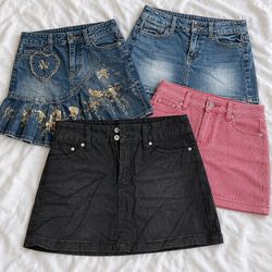 Conjunto de Saias Jeans Curtas Femininas