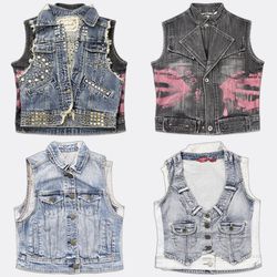 REP013 Y2k Gilets en jean et vestes sans manches R..