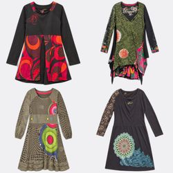 Desigual Long Sleeve Midi Dresses
