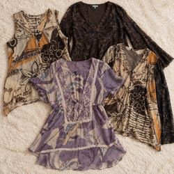 Damen Vintage bedruckte Kleider und Blusen