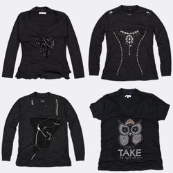 Lot de t-shirts noirs embellis pour femmes Y2K (TR..