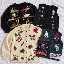 Code#089 Vintage Novelty Knit Sweaters and Waistco..