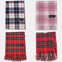 Barbour Plaid Fringed Scarves
