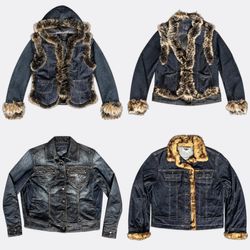 Jaquetas jeans com acabamento em pele sintética