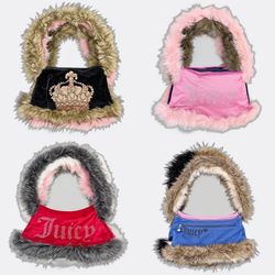Upcycled Juicy Couture Faux Fur Small Handbags
