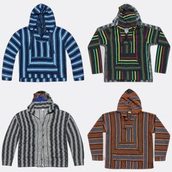 Baja-Poncho-Hoodies und Strickcardigans