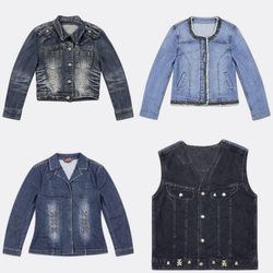 Giubbotti in denim blu e neri alla moda (HS-45)