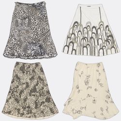 Y2K Earthy Tone Midi Skirts