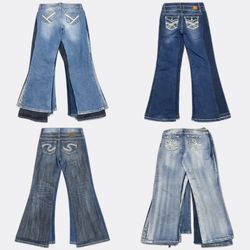 Y2k Embellished Embroidered Bootcut Jeans