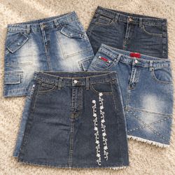 Y2K Unique Denim Mini Skirts RW-2728