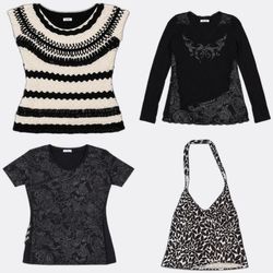 Women's Black Printed Tops Selection