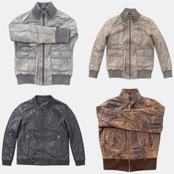 Leather Bomber Zip Up Jackets B2F-269