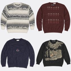 Patterned Vintage Round Neck Sweaters