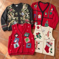 Code#094 Vintage Christmas Cardigans and Vests