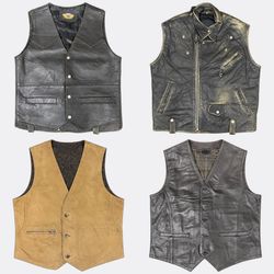 Leather mens Vests