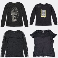 Y2k Women's Black Graphic Tops RW-2599