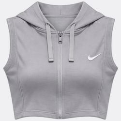 CR02204 Upcycled Nike Sleeveless Cropped Zip Hoodi..