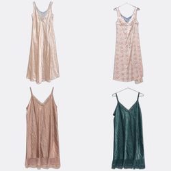 Satin Lace Trim Slip Dresses