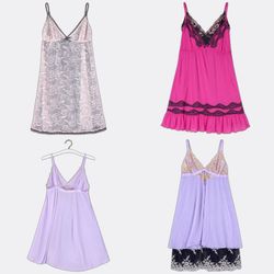 Y2k Lace Trim Slip Dresses