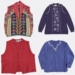 Y2K Grandma Core Embroidered Knit sweaters