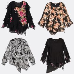 Women's Printed Sheer Blouses