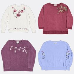 Y2K Floral Embroidered Sweaters