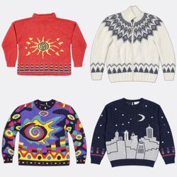 Vintage Graphic Patterned Sweaters Lot