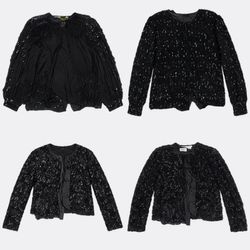 Y2k Dark Night Black Beaded Blouses