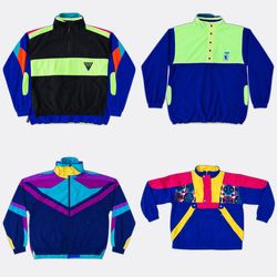 UNIQUE Vintage Colourful Fleece Jackets Selection