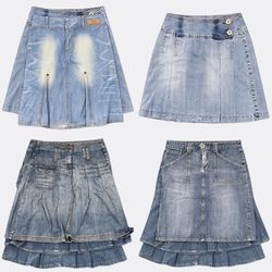 Y2K Denim Midi Skirts Blue Wash RW-2586