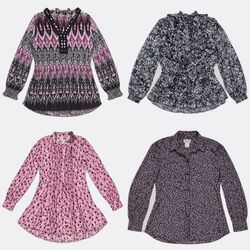 Women Printed and Sheer Blouses Selection