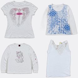 Women's White Graphic and Embellished T-Shirts