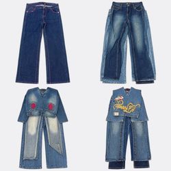 CR13673 Vintage Designer Men and Women Jeans Bundl..