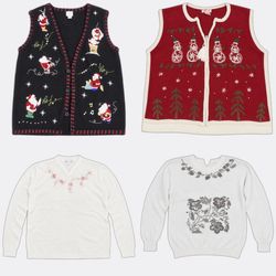 Novelty Embroidered Knit Sweaters