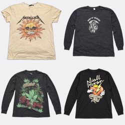 AC/DC The Rolling Stones Camisetas Estampadas com ..