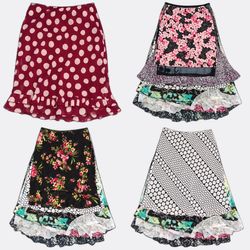 Women's Printed Floral and Polka Dot Midi Skirts