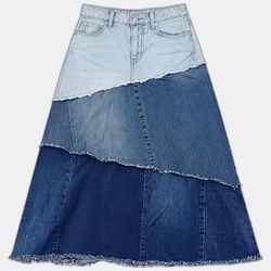 CR13363 Upcycled Levi's Maxi Skirts