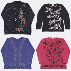 Y2K Embroidered Floral Knitwear Sweaters