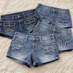HD1615 Ladies Upcycled Y2K Embellished Denim Short..