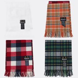 Barbour HLA Plaid Pattern Fringe Scarves