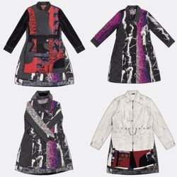 Women Patchwork and Graphic Trench Coats-AV-195