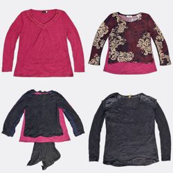 Women Printed and Sheer Long Sleeve Blouses